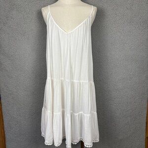White Raviva Womens Sleeveless Tiered Lace Hem Camisole Top Large NWT's.